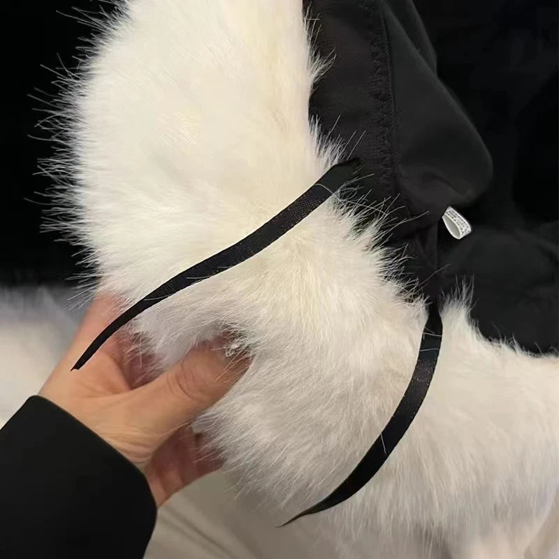 Y2K Fluffy Faux Fur Bucket Hat Women Rabbit Fur Warm Thick Plush