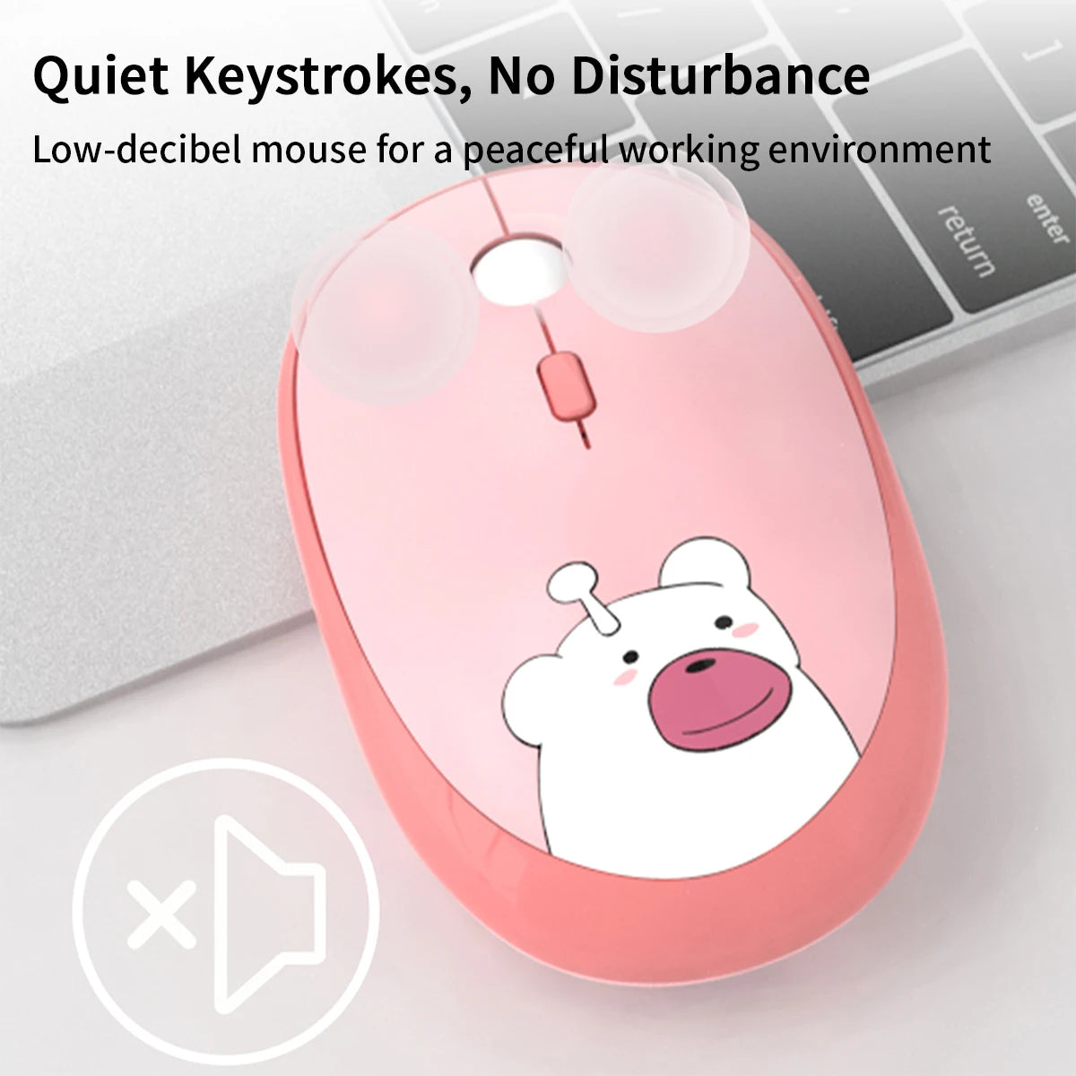 GEEZER Cute Bear Wireless Keyboard Mouse Combo