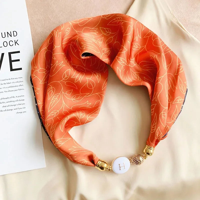 Imitation Silk Scarf Magnetic Buckle Necklace Pendant Wearing Spring and Autumn Cervical Protection for Women