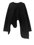 [EAM] Loose Fit black irregular Sweatshirt New Round Neck Long Sleeve Women Big Size Fashion Tide Spring Autumn 2026 1DF0420