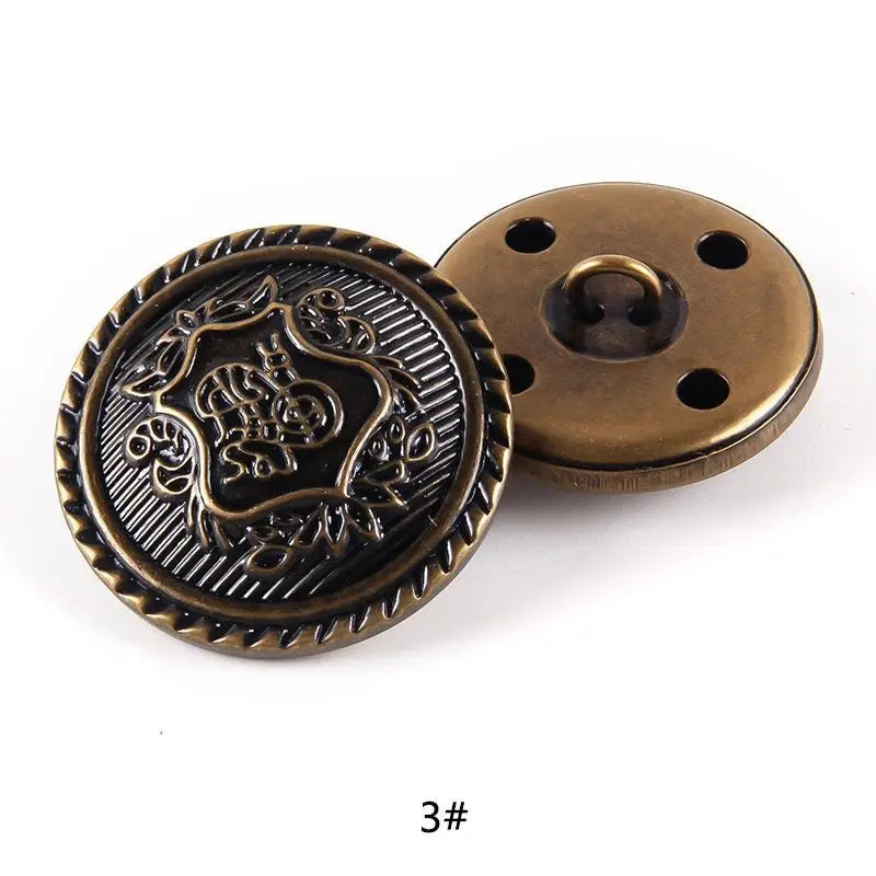 10pcs 15/20/25mm Metal Vintage Coat Suit Uniform Button Retro Copper Buttons Round Shank button DIY Sewing Ornaments