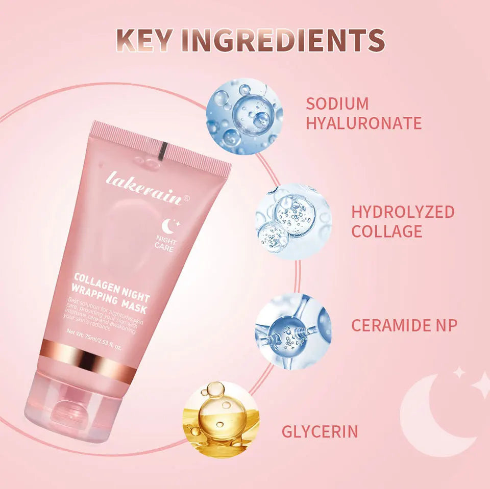 Overnight Wrapping Peel Off Facial Mask Set Hydrolyzed Collagen Night Wrapping Mask Deeply Hydrates Night Care Mask Skin Care