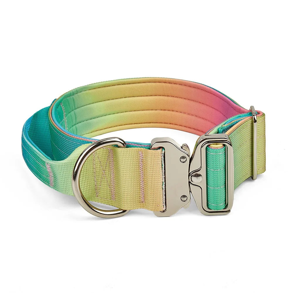 New 5mm Wide Pet Collar Gradual Change Color Traction Set Adjustable Nylon Dog Collar Supplies Medium and Large Dog Accessories