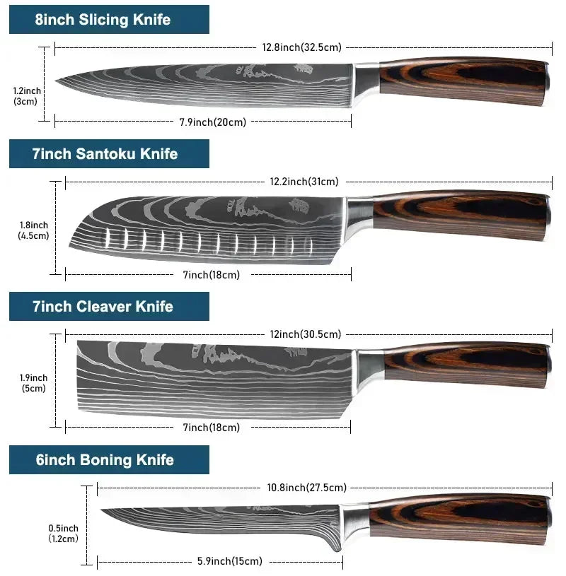 Professional Kitchen Knives Damascus Japanese Santoku Cleaver Slicing Knife Stainless Steel Boning Knife Butcher Cleaver Knife