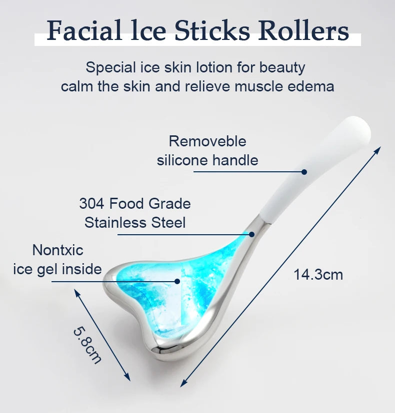 Ice Globes Facial Skin Care Tools for Women Face Eyes, Stainless Steel Face Beauty Cryo Sticks for Girls Ladies