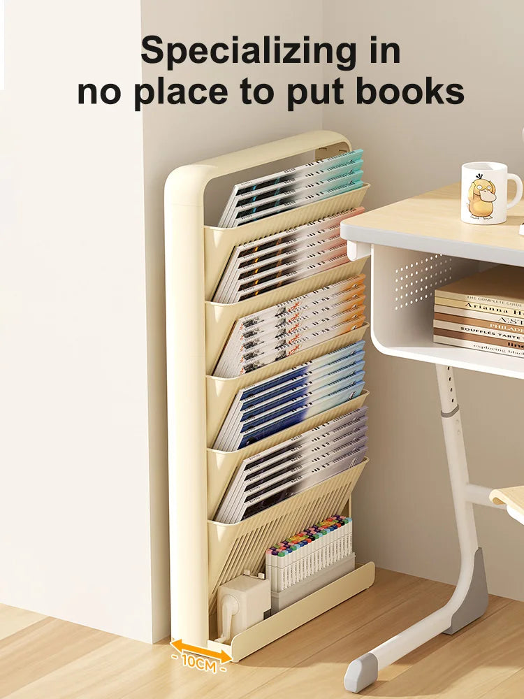 UFORU Dopamine Study Desk Organizer – Large Capacity Side-Mounted Bookshelf for Textbooks & Magazines