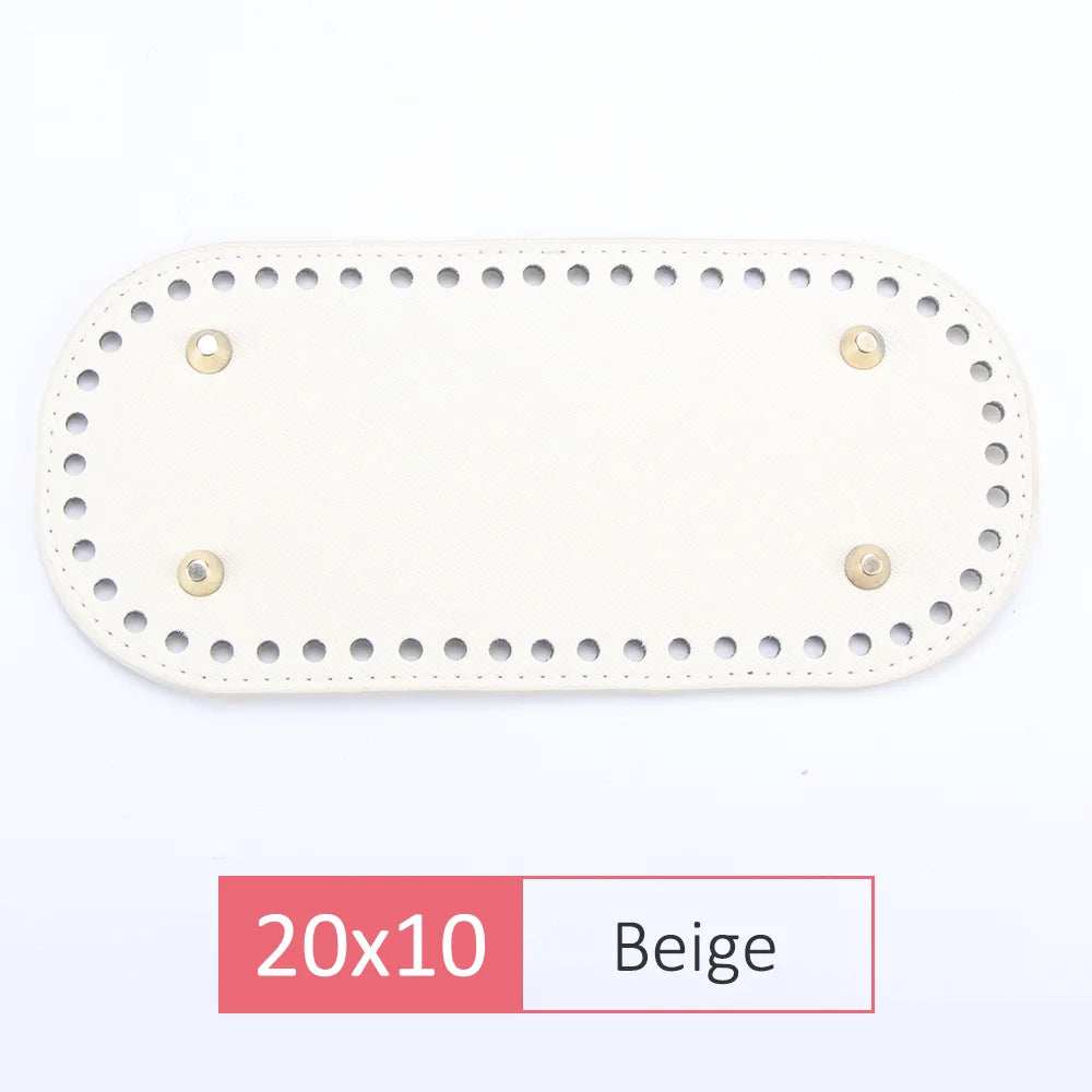 QJH 1 Pcs PU Leather Oval/Round Long Knitting Crochet Bags Bottom for Thick Yarn DIY Weaving Supplies Home Decor Purse Making