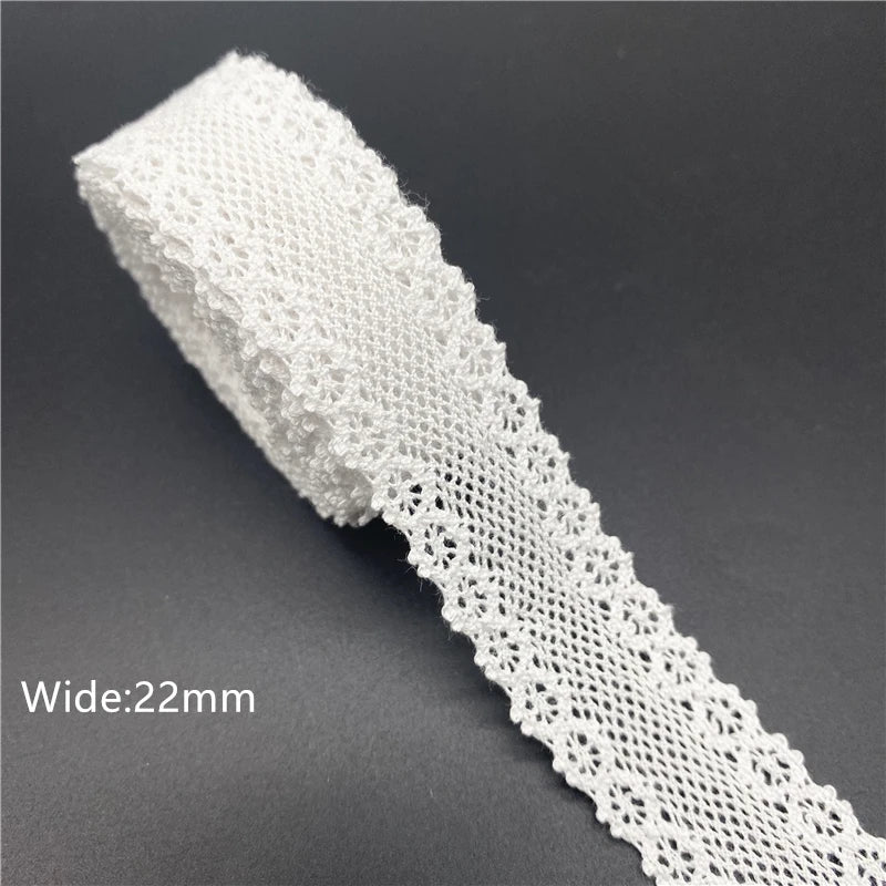10mm-50mm 2yards White 100%Cotton Lace Ribbon For Apparel Sewing Fabric Trim Cotton Crocheted Lace Ribbon Handmade Accessories