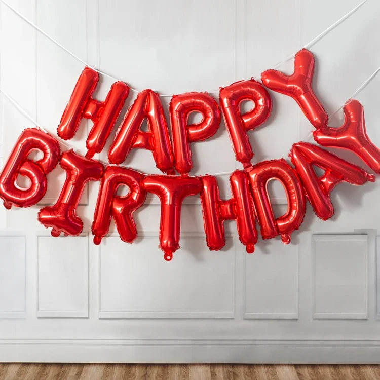 ATG 13pcs Rose Gold Birthday Balloon  Foil Letter Balloons Set Happy Birthday Decoration Caramel Color Globos Kids Party Supplie