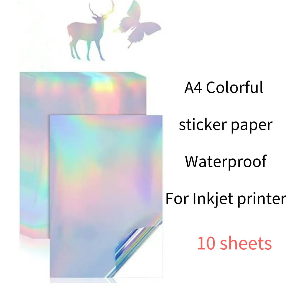 50/10 Sheets A4 Transparent Printable Vinyl Sticker Paper Waterproof Self-Adhesive Glossy paper for Inkjet Printer DIY Crafts