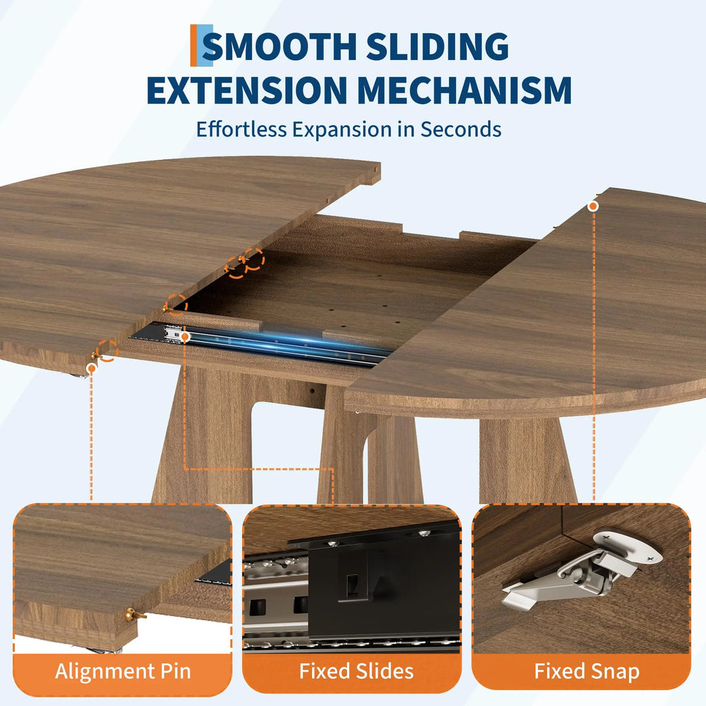 43.3-59 Inch Extendable Round Dining Table