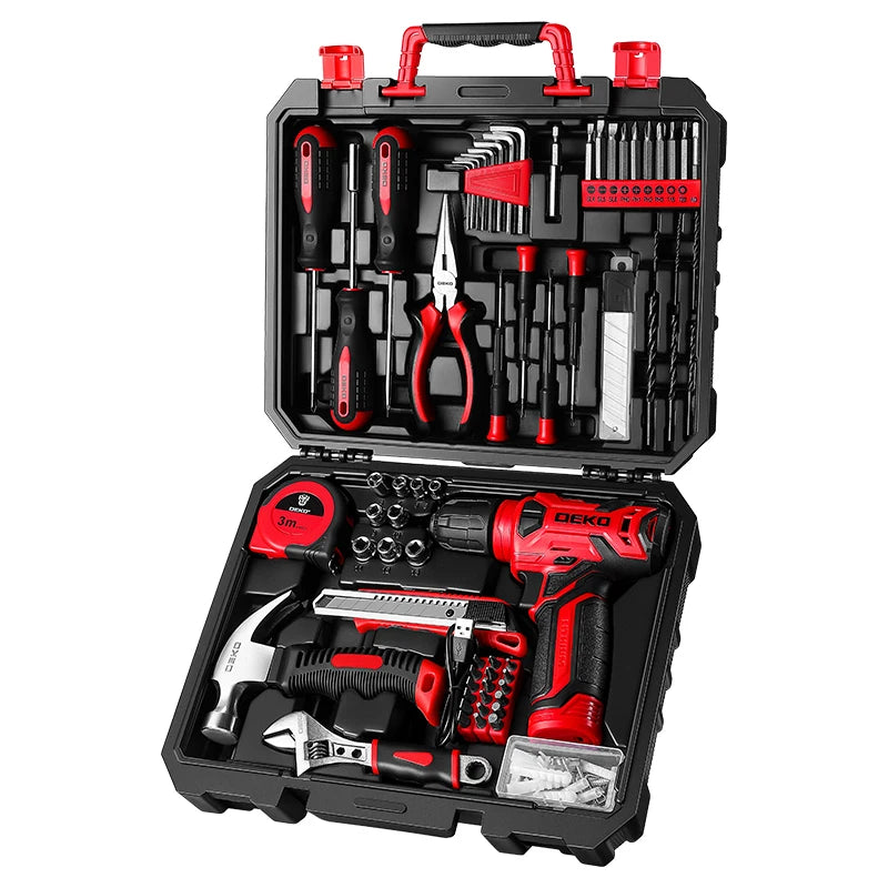 DEKO Drill Set Tool Set with 8V Red Cordless