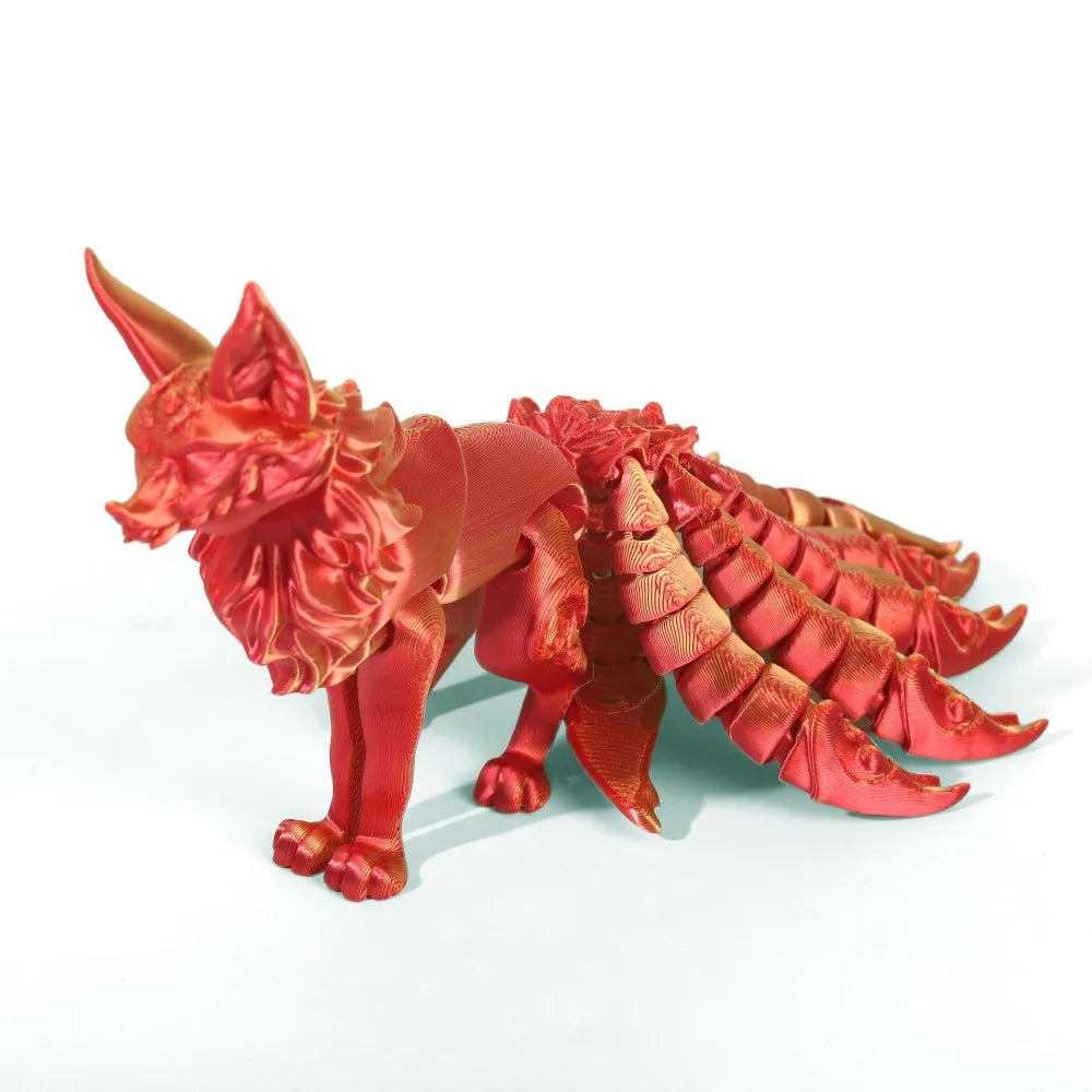 PLA 3D Printed Fox Model Multi-jointed Movable Fine-tailed Fox Doll Multicolor Articulated Animal Figurine Desktop Decoration