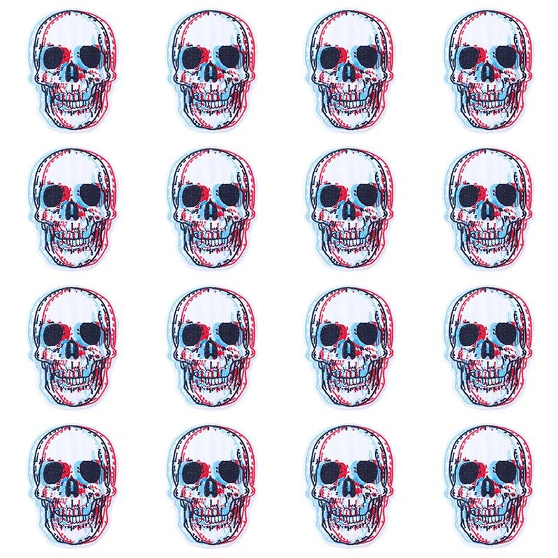 Prajna Wholesale 10PCS Punk Skull Patch For Clothing Skeleton Patches On Clothes DIY Fusible Patch Applqiues Embroidered Pacthes