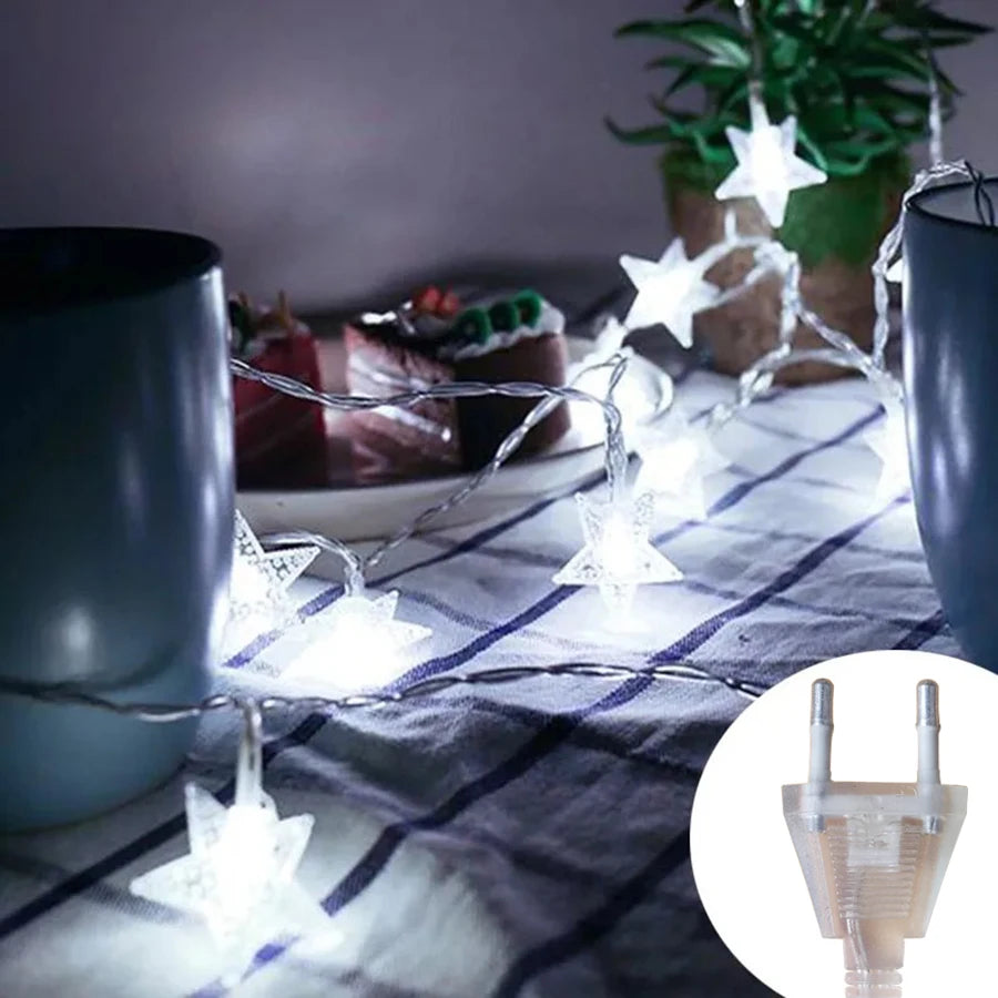 LED String Lights Outdoor Star Chain Lights Garland Lights Bulb Fairy Lights Party Home Wedding Garden Christmas Decor
