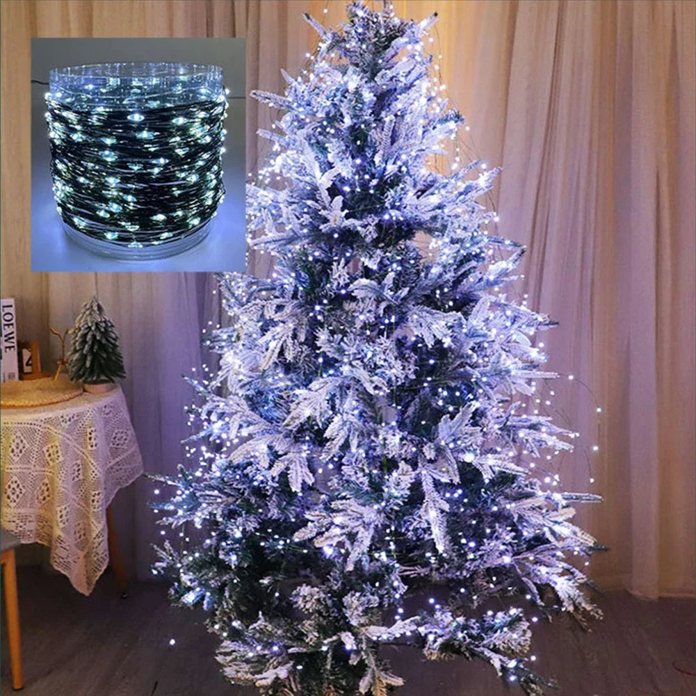 Outdoor Christmas Fairy String Lights Green Wire