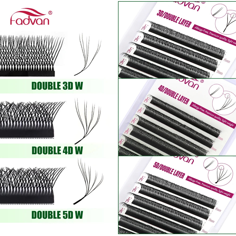 FADVAN 3D/4D/5D W Shaped Double Tips Eyelashes Extensions Natural