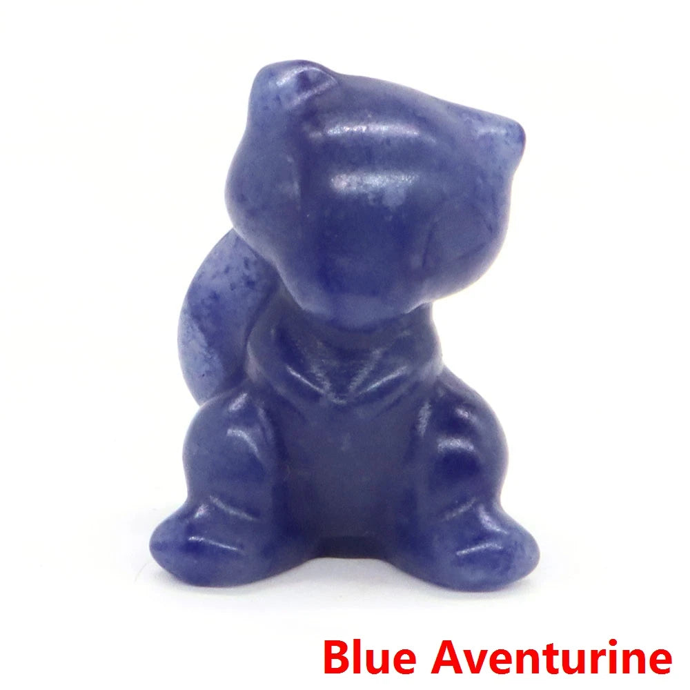 30mm Cartoon Alien Cat Statue Natural Healing Crystals Stone Carving Cute Animal Figurine Crafts Home Decor Ornament Kids Gifts