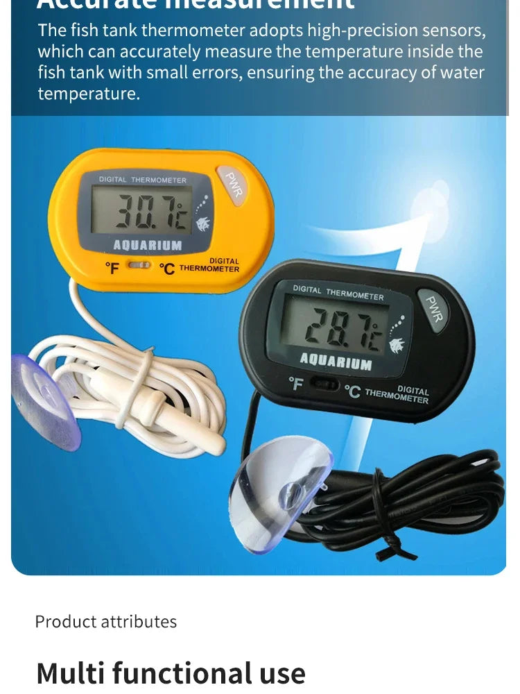 Digital Aquarium Thermometer with Probe Suction Cup Fish Tank Water Electronic Thermometer Measurement Degrees Celsius ℃