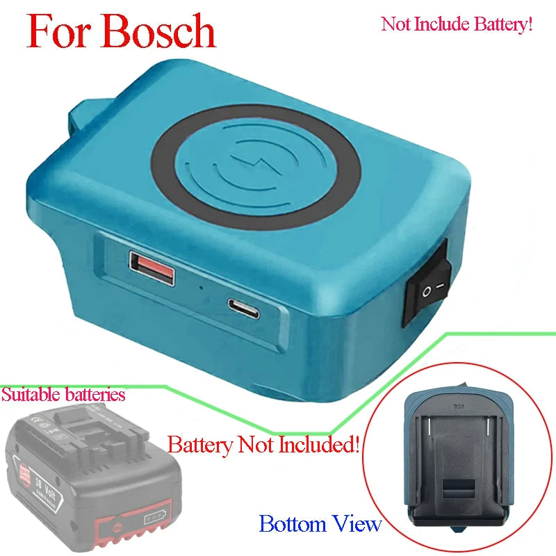 Tool Accessories Adapter For Makita For DeWalt For Milwaukee For Bosch 18V Li-ion Battery USB Type-C Power Bank Wireless Charger