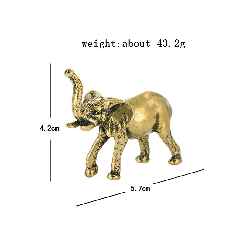 Vintage Brass Elephant Home Decor Ornaments Crafts Miniatures Figurines Desk Decoration Accessories Handmade Mini Animals Statue