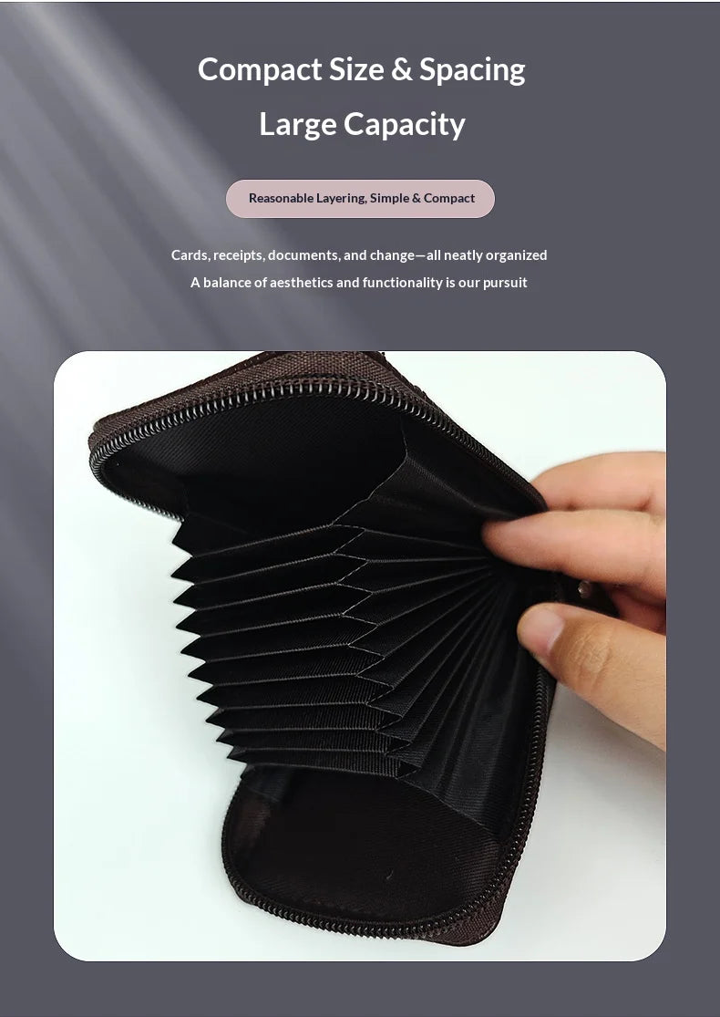 RFID Blocking Leather Wallet for Men Women, 12 Card Slot Accordion ID Driver License Holder, Thin Minimalist Credit Card Organiz
