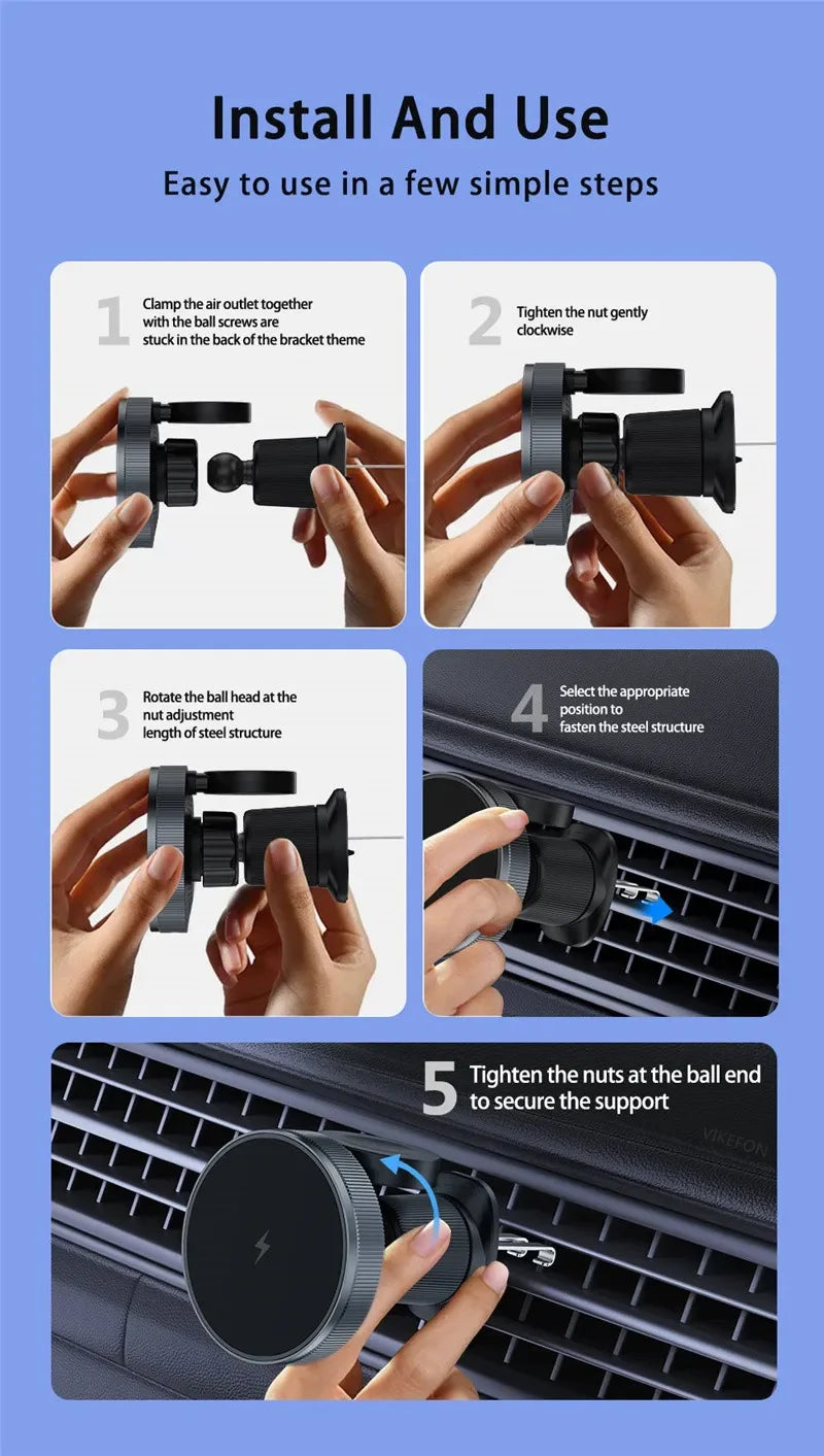 NEW 2 In 1 Magnetic Car Wireless Charger for Apple Watch IWatch 8 7 6 iPhone 15 14 13 12 Pro Max Car Fast Charging Holder Mount