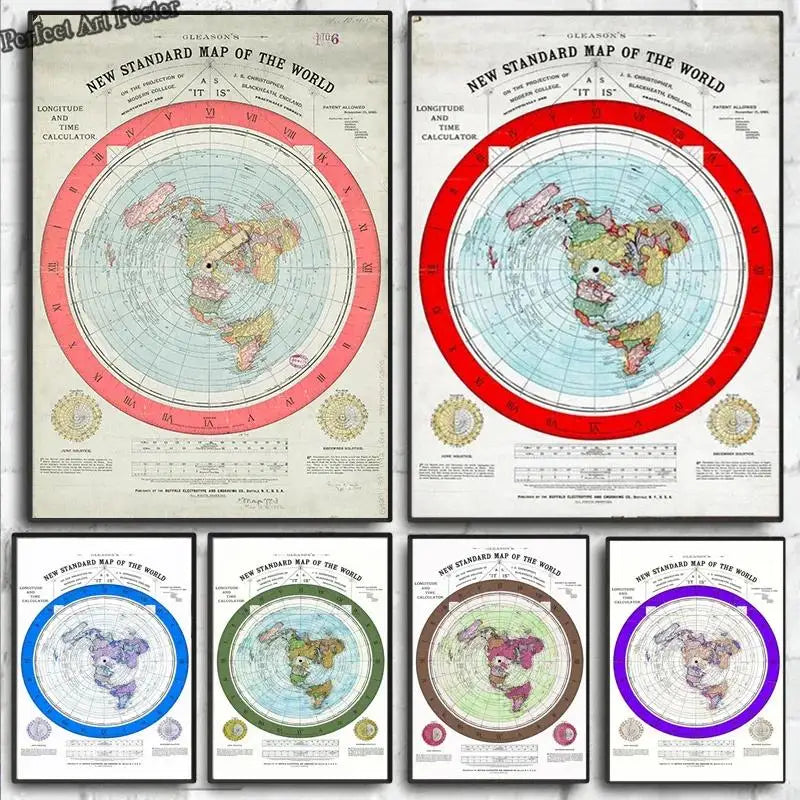 Flat Earth Map Movie World Map Modern Poster Prints Canvas Painting Wall Art Pictures for Living Room Home Decor