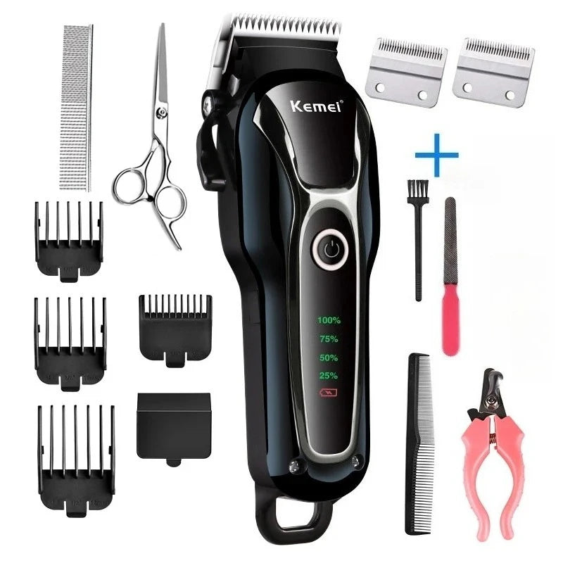 Kemei Rechargeable Professional Dog Hair Trimmer for Cat Cutter Grooming Machine Hair Remover Animal Hair Clipper for Pet