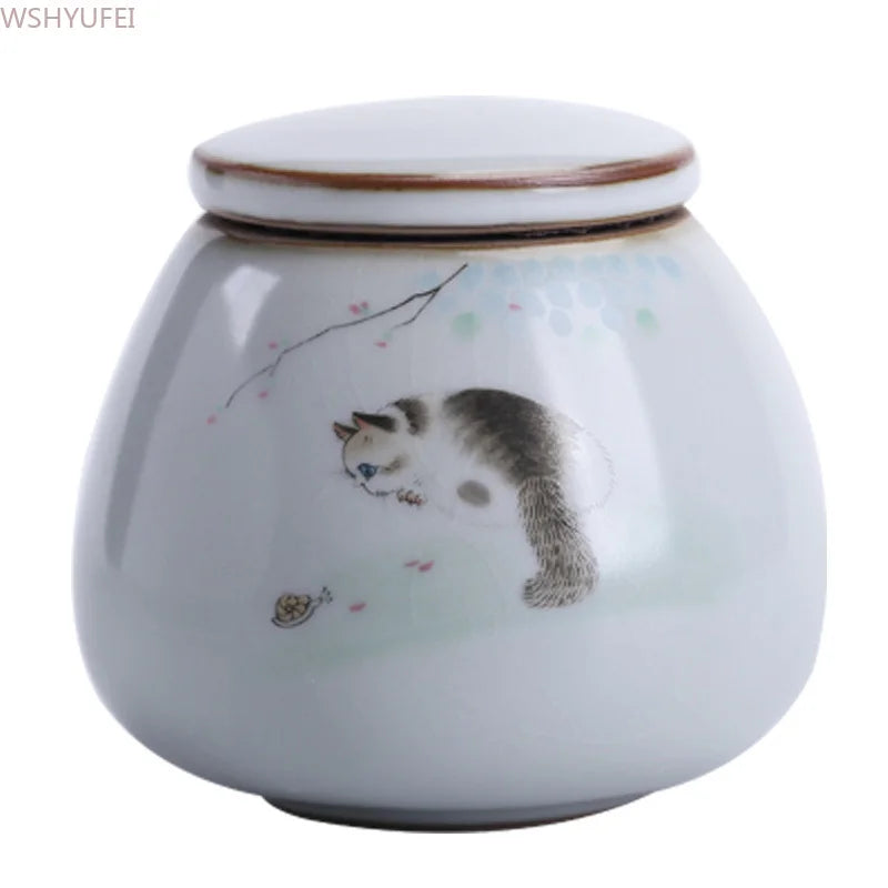 Urns for Ceramics Ashes Sealed Cremation Funeral Keepsake Human Pet Memorial Suitable Home Fireplaces Burial Ash Urn Cat