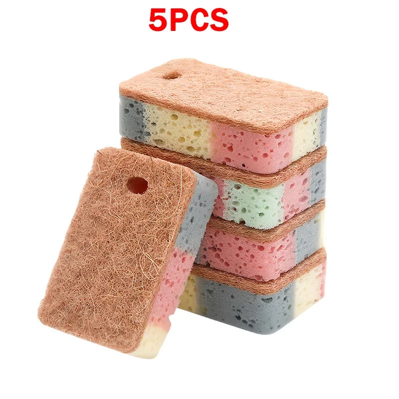 Natural Dish Scrubbing  Kitchen Cleaning Sponge Rub Wood Pulp Cotton Dishwashing Sponge Scouring Pad Kitchen Rag Dish Cloth