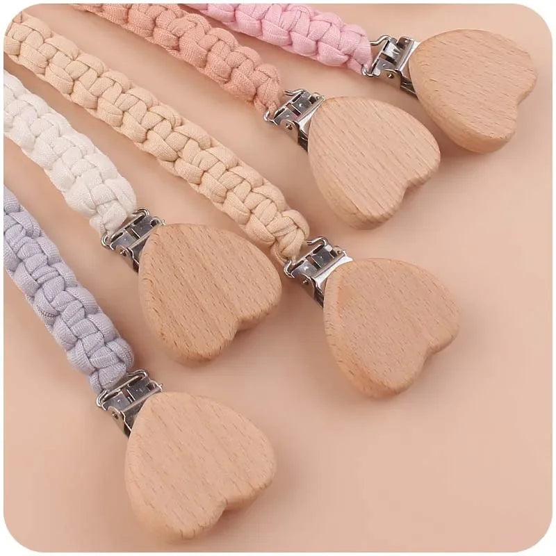 Custom Name Cloth Weaving Wooden Personalized Baby Pacifier Chain