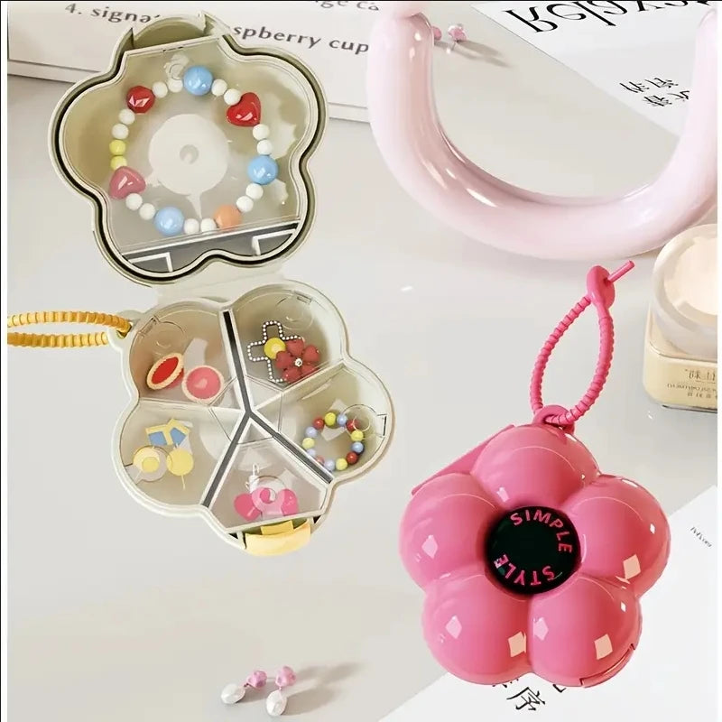 Portable Mini Storage Box with Floral Design with Compartments and Excellent Sealing Performance Travel Multipurpose Jewelry Box