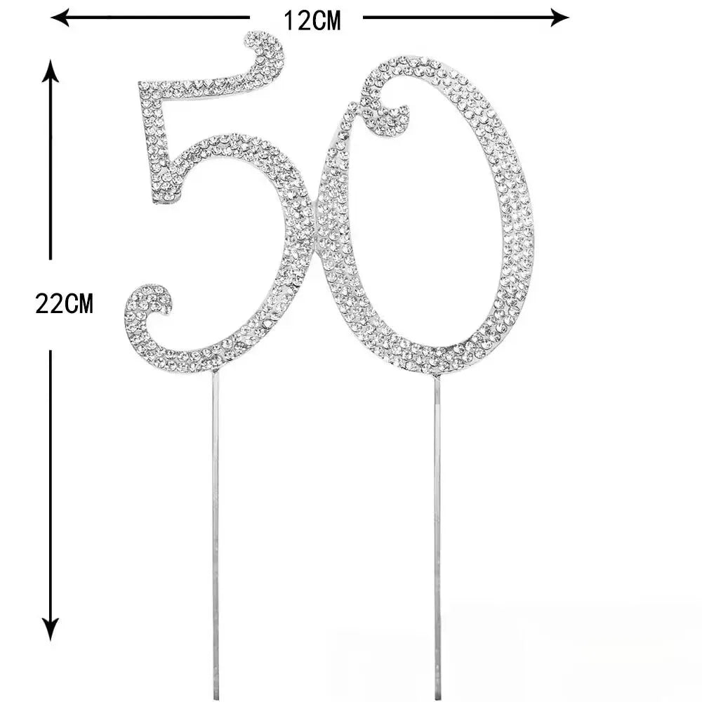 25 Cake Topper Sparkly Crystal Rhinestones Cake Topper Cake Decoration for 25th Birthday Party or or 25th Wedding Anniversary