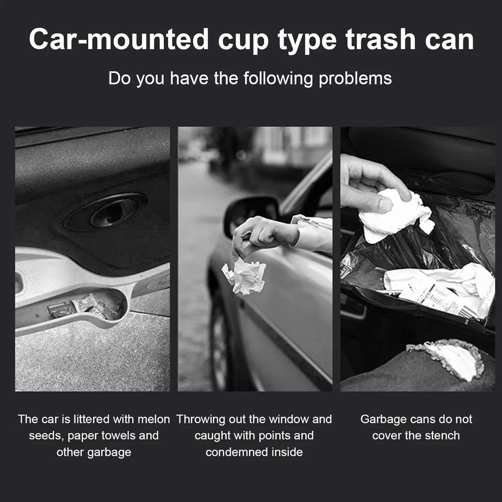 Mini Vehicle Trash Can with Lid, 800ml Portable Car Cup Holder, Portable Trash Can for Car, Kitchen, Office, Home, Black