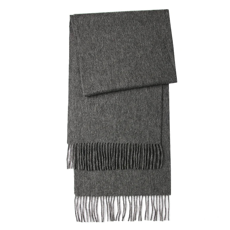 LONGMING 100% Merino Wool Knitted Shawl New Women Autumn Fashion Classic Plaid Solid Scarf Winter Warm Knottable Muffler for Man