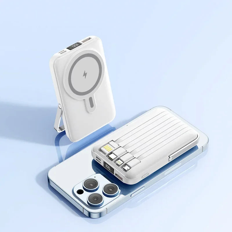 PD 22.5W Fast Charging Power Bank 20000mAh Magnetic Wireless Charger for iPhone 15 14 Samsung Xiaomi Powerbank Built USB C Cable