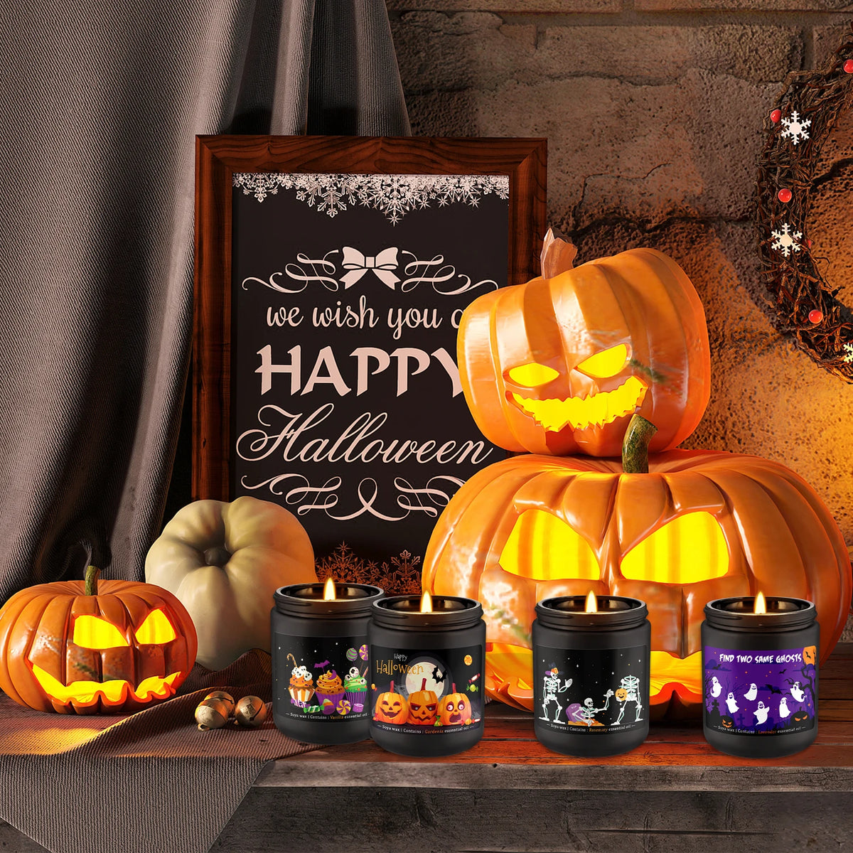 Halloween Candles, 4-Pack, 7oz