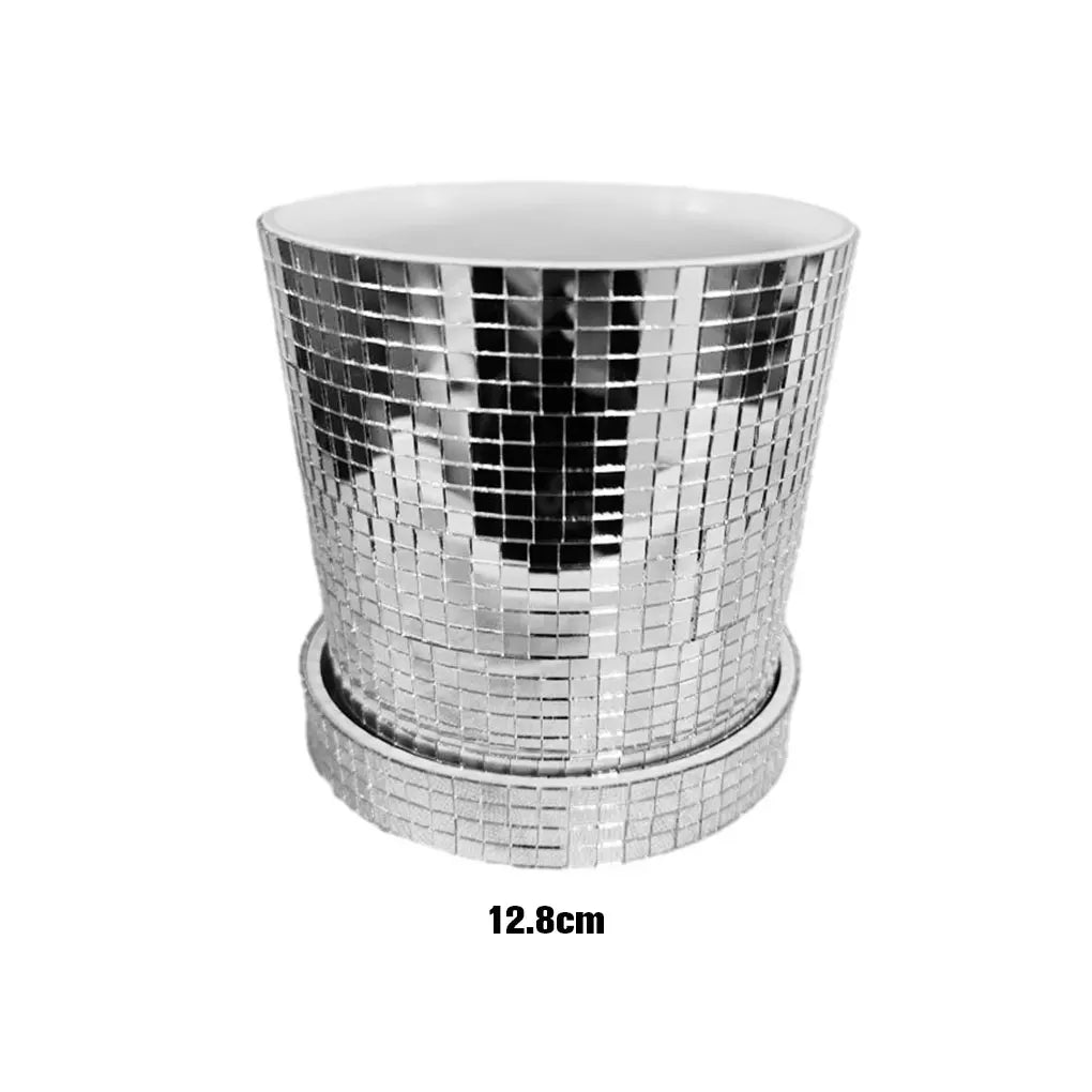 Glass Square Ceramic Disco Ball Vase Modern Twist To Home Decor Simple And Fashionable Square Shape 10.5cm/12.8cm