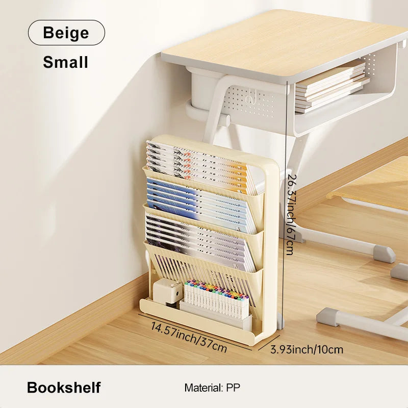 UFORU Dopamine Study Desk Organizer – Large Capacity Side-Mounted Bookshelf for Textbooks & Magazines
