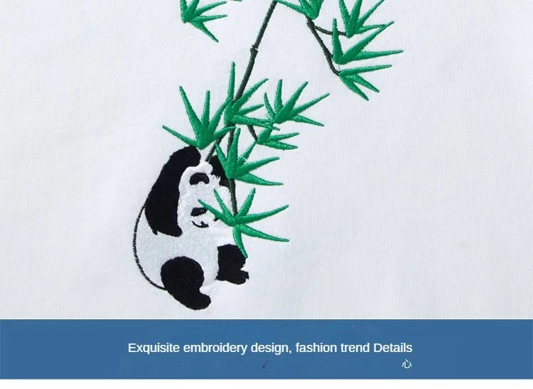 Fashion Crewneck Sweatshirt Men Bear Embroidery Hoodies Women Casual Chinese Panda Bamboo Fleece Designer Harajuku Pullover 2024