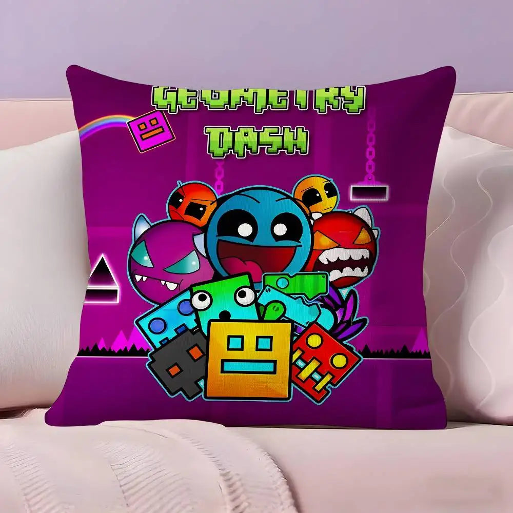 MUSIC Game Geometry Dash Pillow Case Ultra Soft Skin Friendly Fabric Cloud Like Comfort & Concealed Zipper