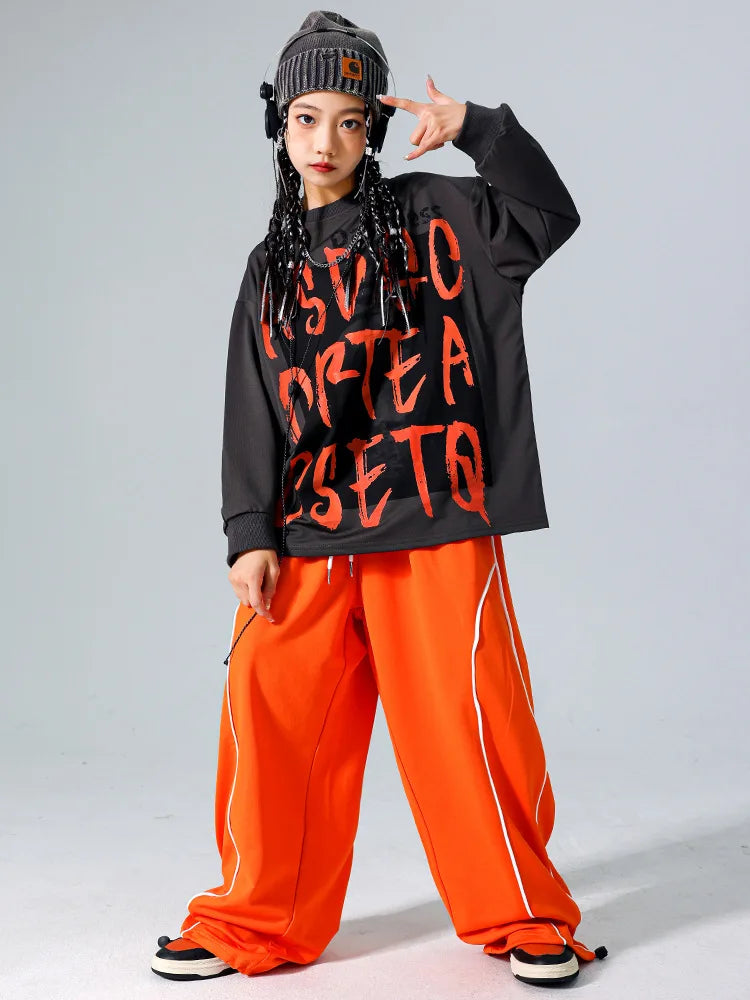 Boys Hip Hop Cool Sweatshirt Vest Cargo Pants Girls Fashion Jazz Street Dance Costume Children Clothes Set Kids K-pop Streetwear