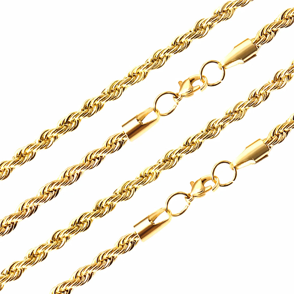 LUXUSTEEL 3mm Width 45cm/50cm/55cm/60cm Stainless Steel Rope