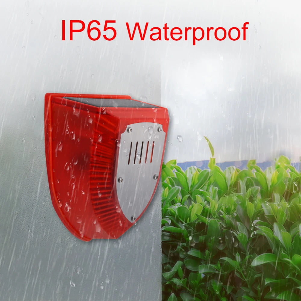 Solar Motion Sensor Alarm 129dB Siren 125° Detection 5-8m Range Weatherproof for Home Shed Garage Security Outdoor Protection