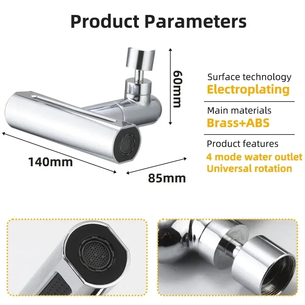New 4 Modes Waterfall Faucet Aerator Extender Sprayer for Kitchen Sink Tap Waterfall Diffuser Water Saving Nozzle Bubbler Fit