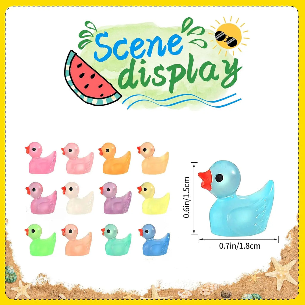 100/200PCS Luminous Mini Ducks Moss Microlandscape Miniature Duck Figurines Fairy Garden Accessories Home Decor Glow in The Dark
