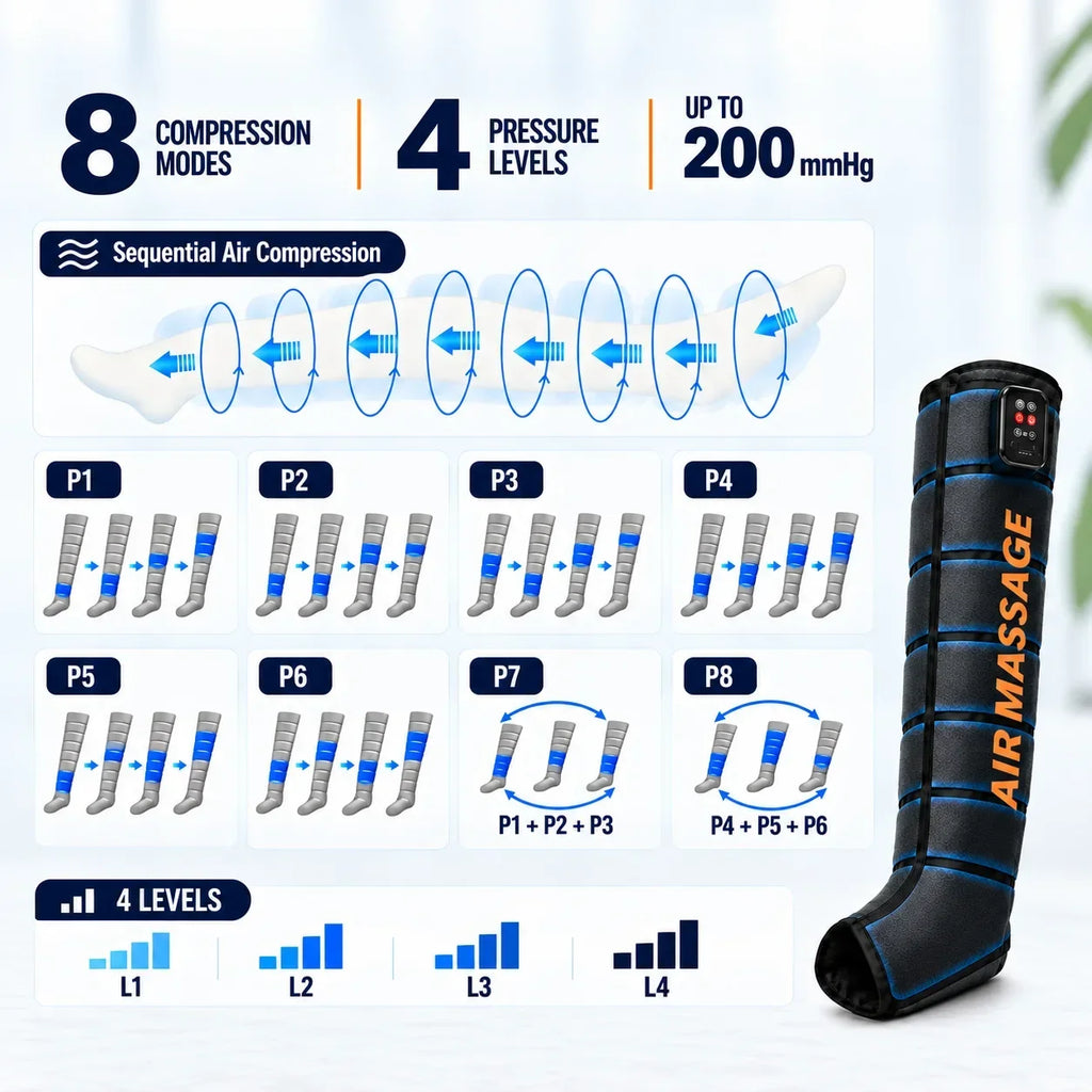 Single Leg Air Compression Massager 8 Air Chambers 8