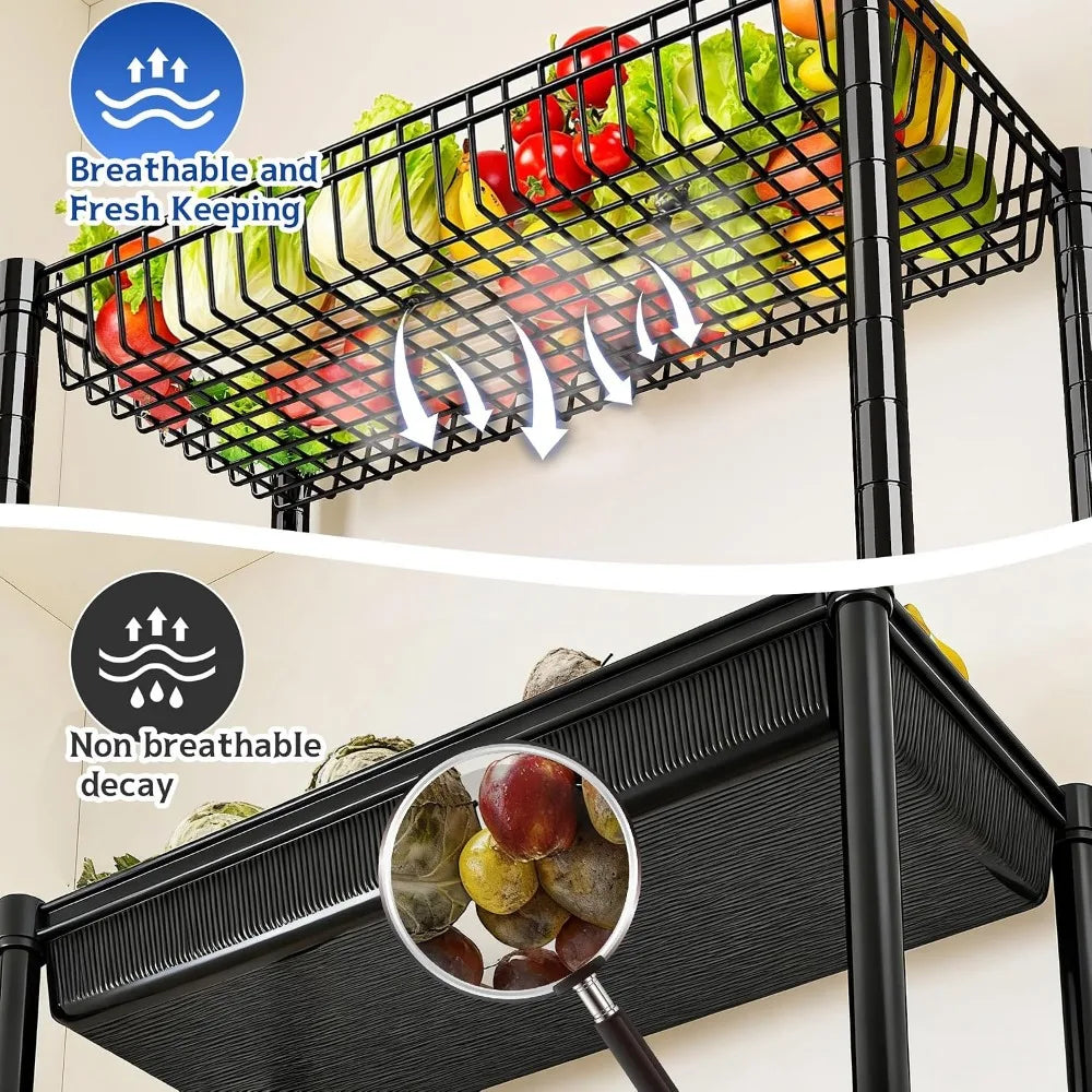 7-Tier Wire Shelving Unit with Basket Shelf &amp; Wheels