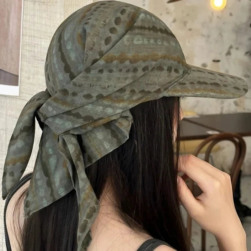 Korean Ins Plaid Triangle Scarf Cap Women's Y2K Spicy Girl Bucket